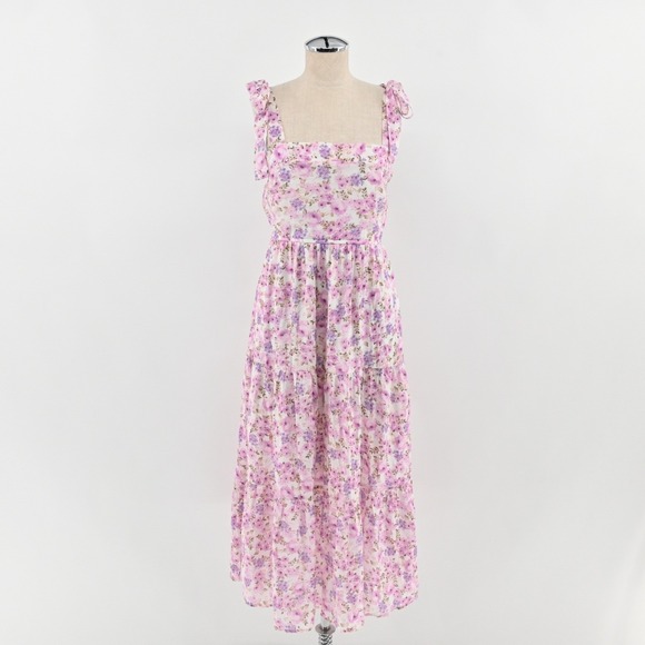 Altar'd State Dresses & Skirts - Altar'd State Floral Tiered Midi Dress Womens Size M Purple Pink Cottagecore
